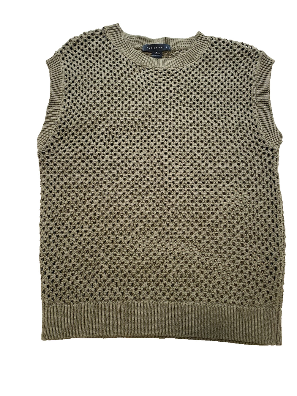 Sanctuary Womens Open Knit Sweater Vest Size Small Oversized Green Cottage Core